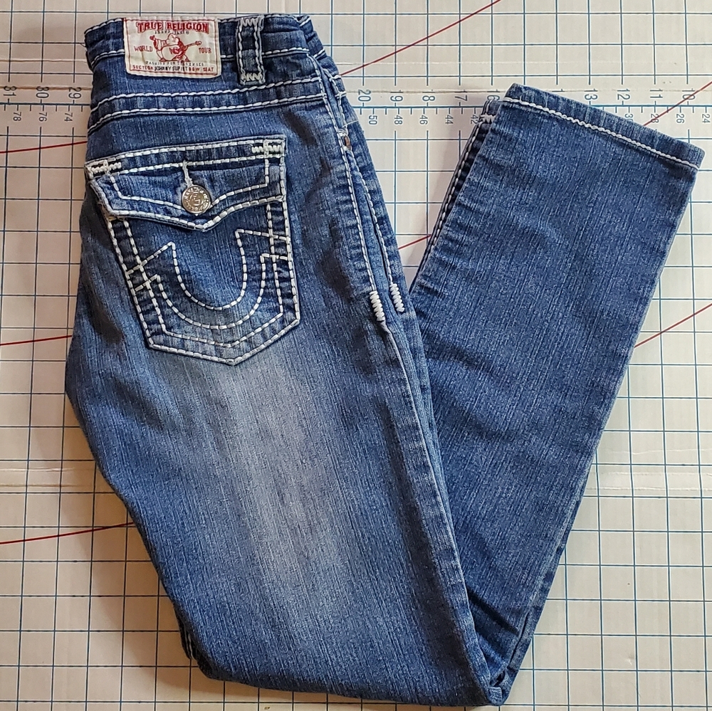 True Religion Johnny Super T Women's Size 28 Jeans Actual 28x30 Denim Blue USA